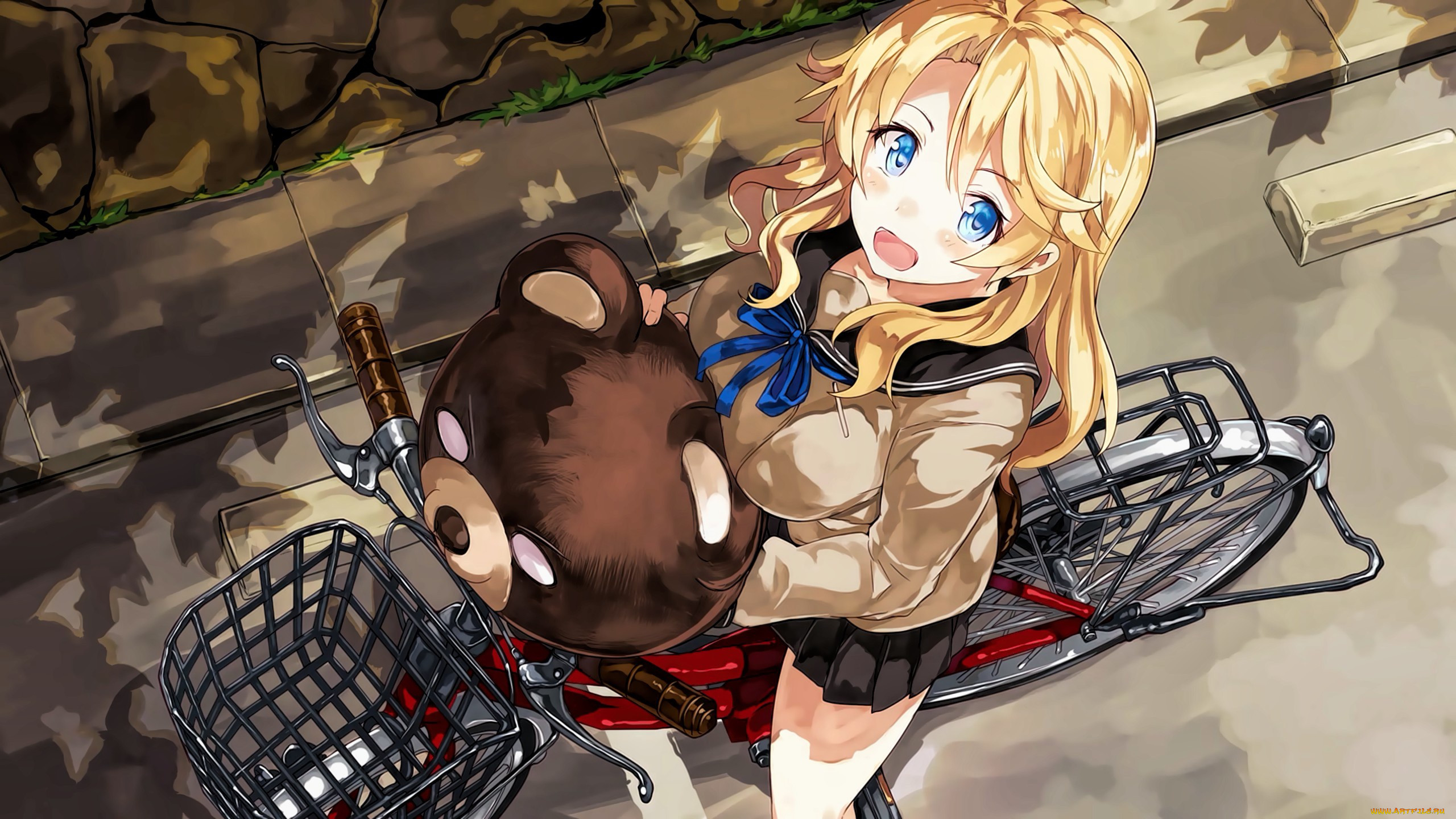 , ,  ,  , seifuku, big, oppai, bike, bear, girl, kuma, by, sanoboss, bishojo, kawaii, japanese, asian, pretty